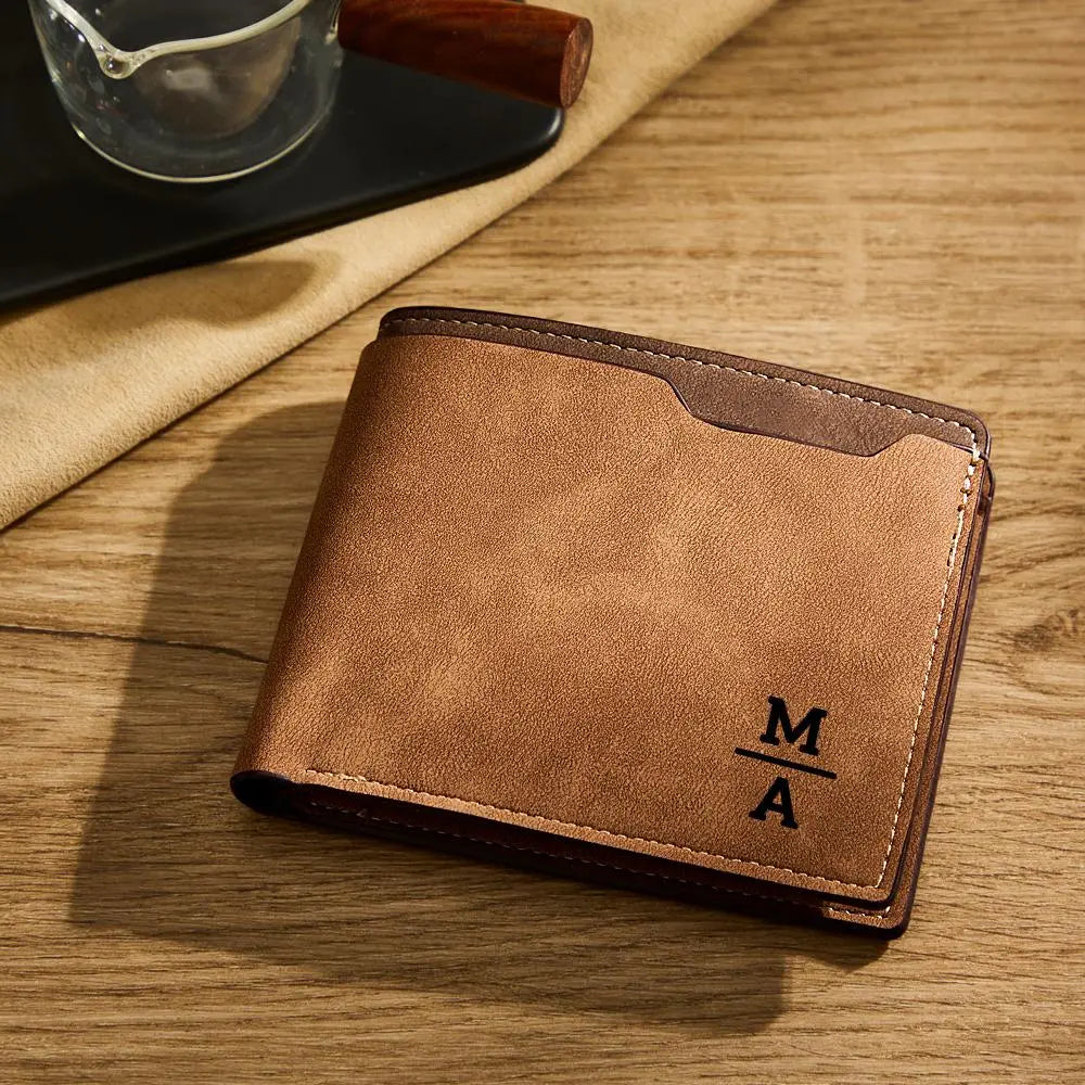 Personalized Engraved Wallet Bifold Leather