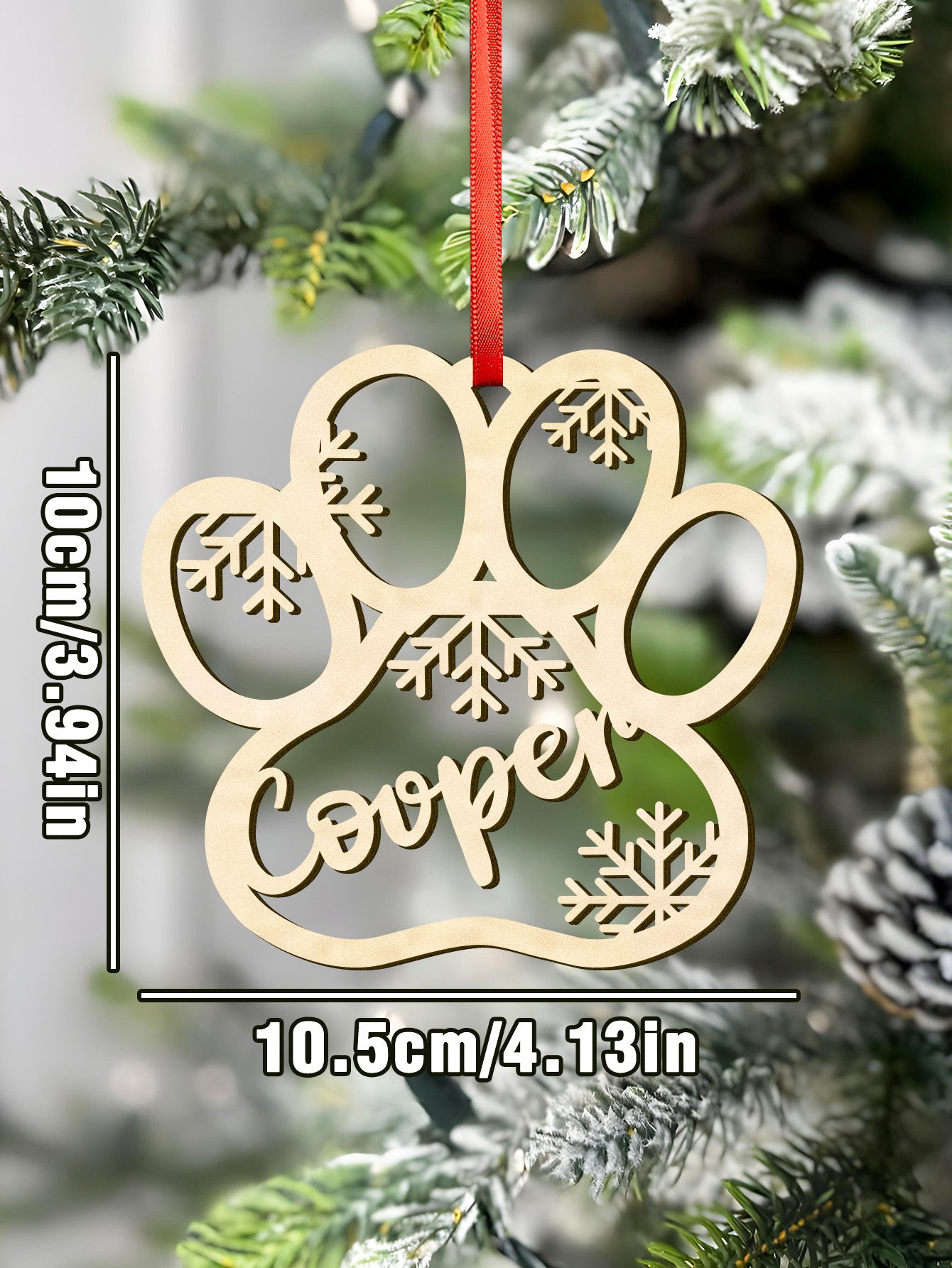 Personalized Name Dog Paw Snowflake Ornaments – Custom Christmas Tree Decorations