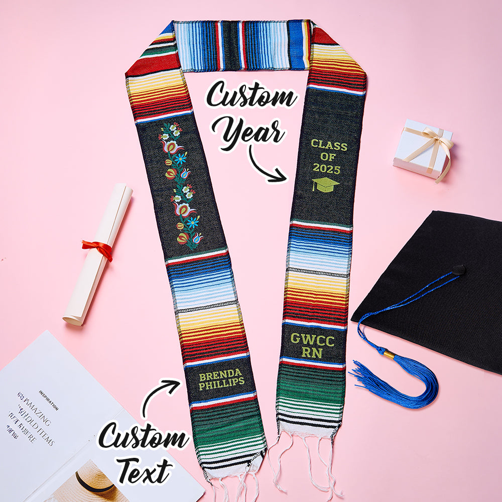 Personalized Mexican Graduation Stole Class of 2025
