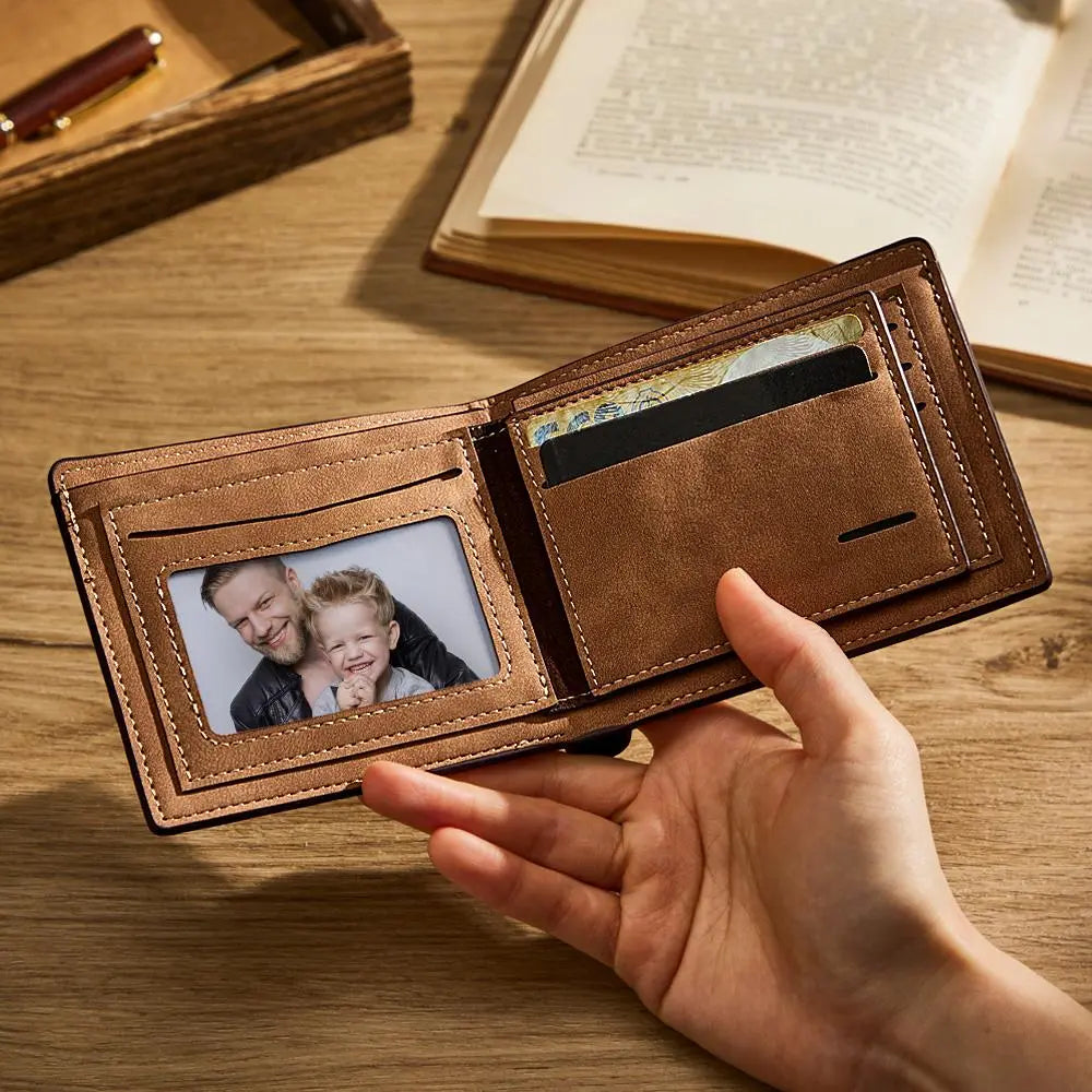 Personalized Engraved Wallet Bifold Leather