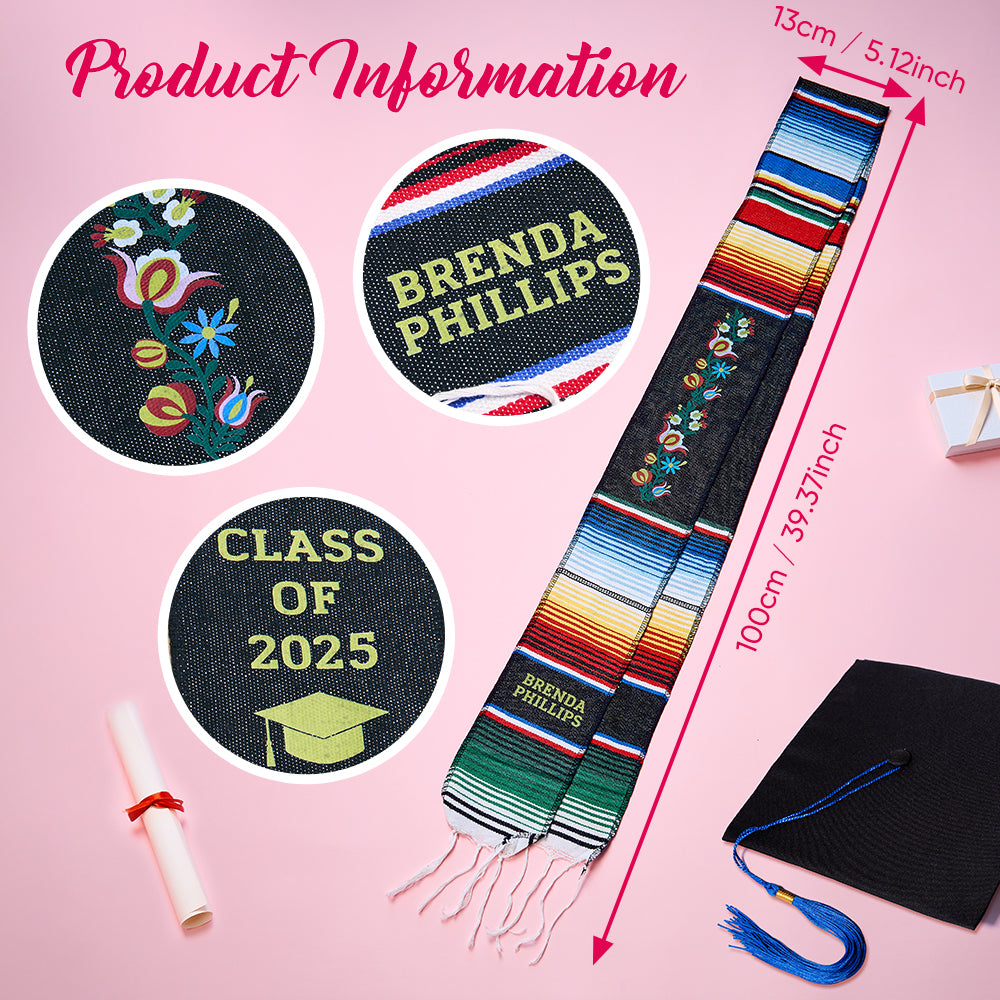 Personalized Mexican Graduation Stole Class of 2025