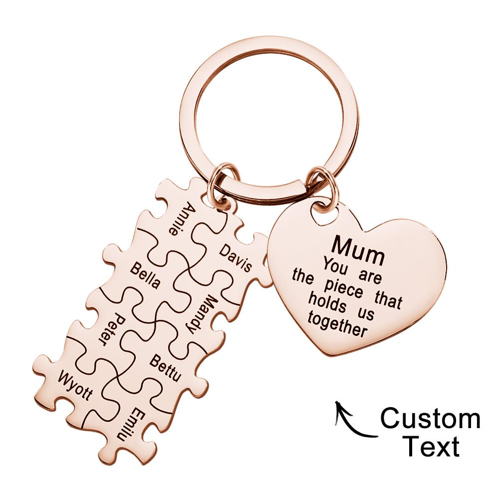 Engraved Puzzle Heart Shaped Keychain