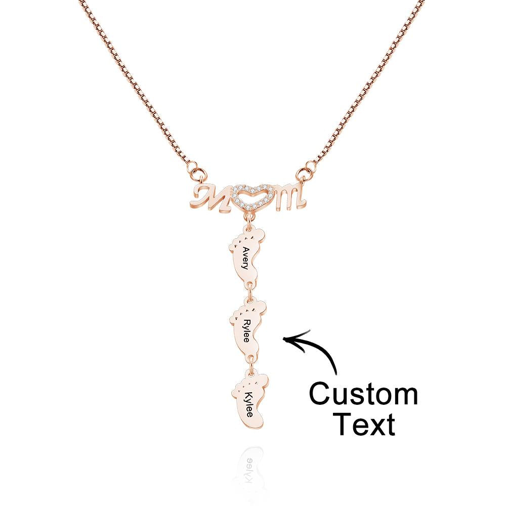 Custom Engraved Family Feet Necklace