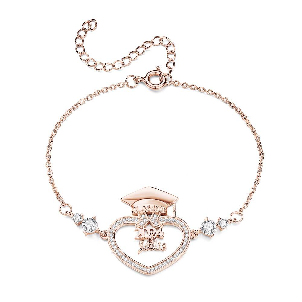 Personalized Graduation Cap Bracelet with Name Gift for Her