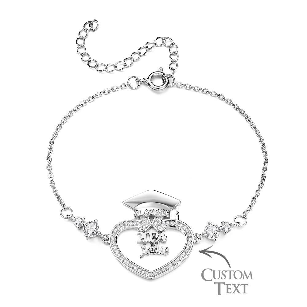 Personalized Graduation Cap Bracelet with Name Gift for Her