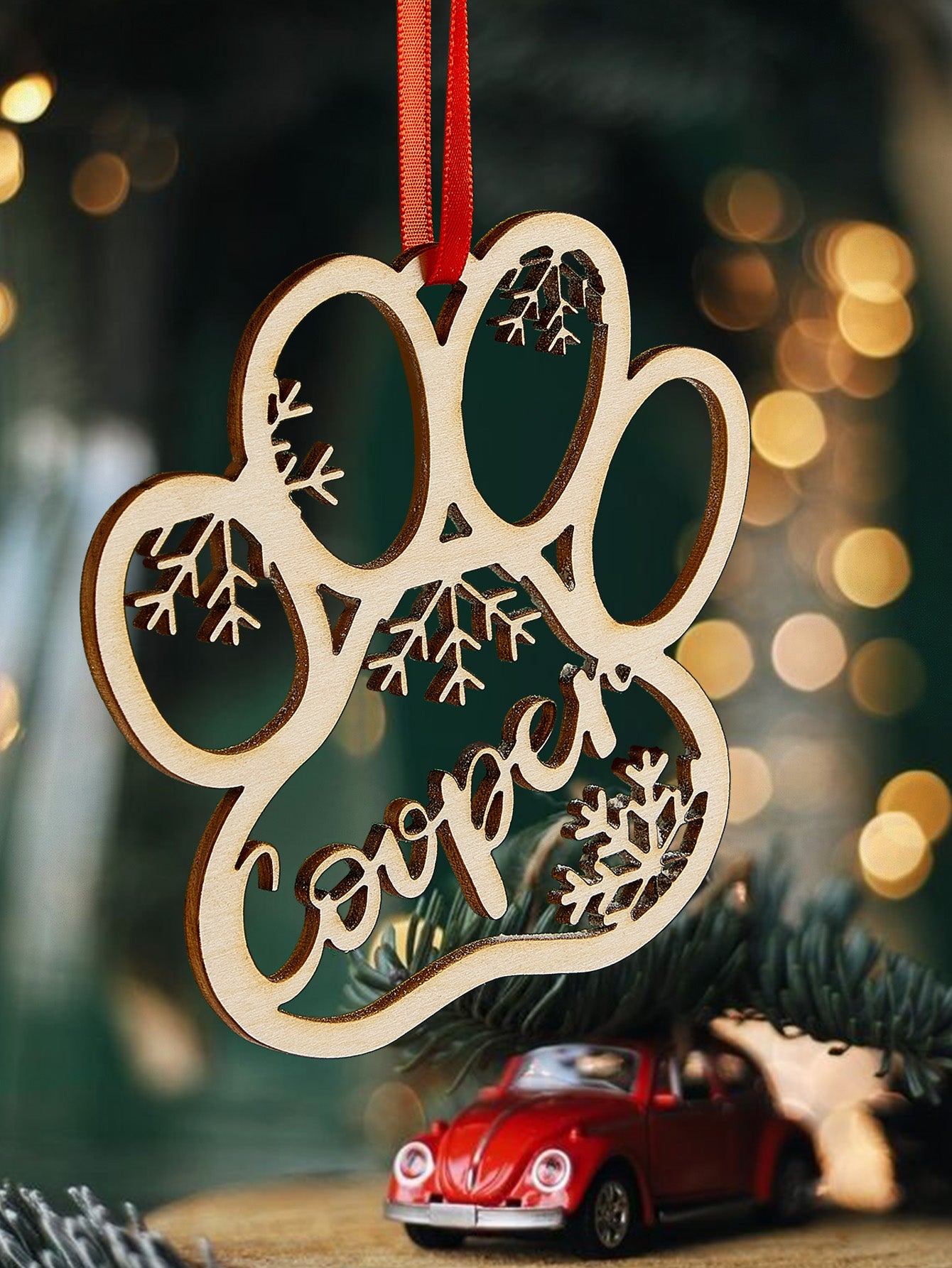 Personalized Name Dog Paw Snowflake Ornaments – Custom Christmas Tree Decorations