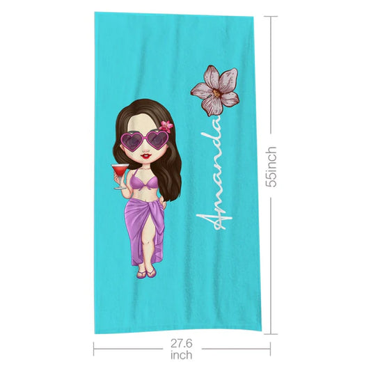 Cartoon Birth Flower Beach Towel