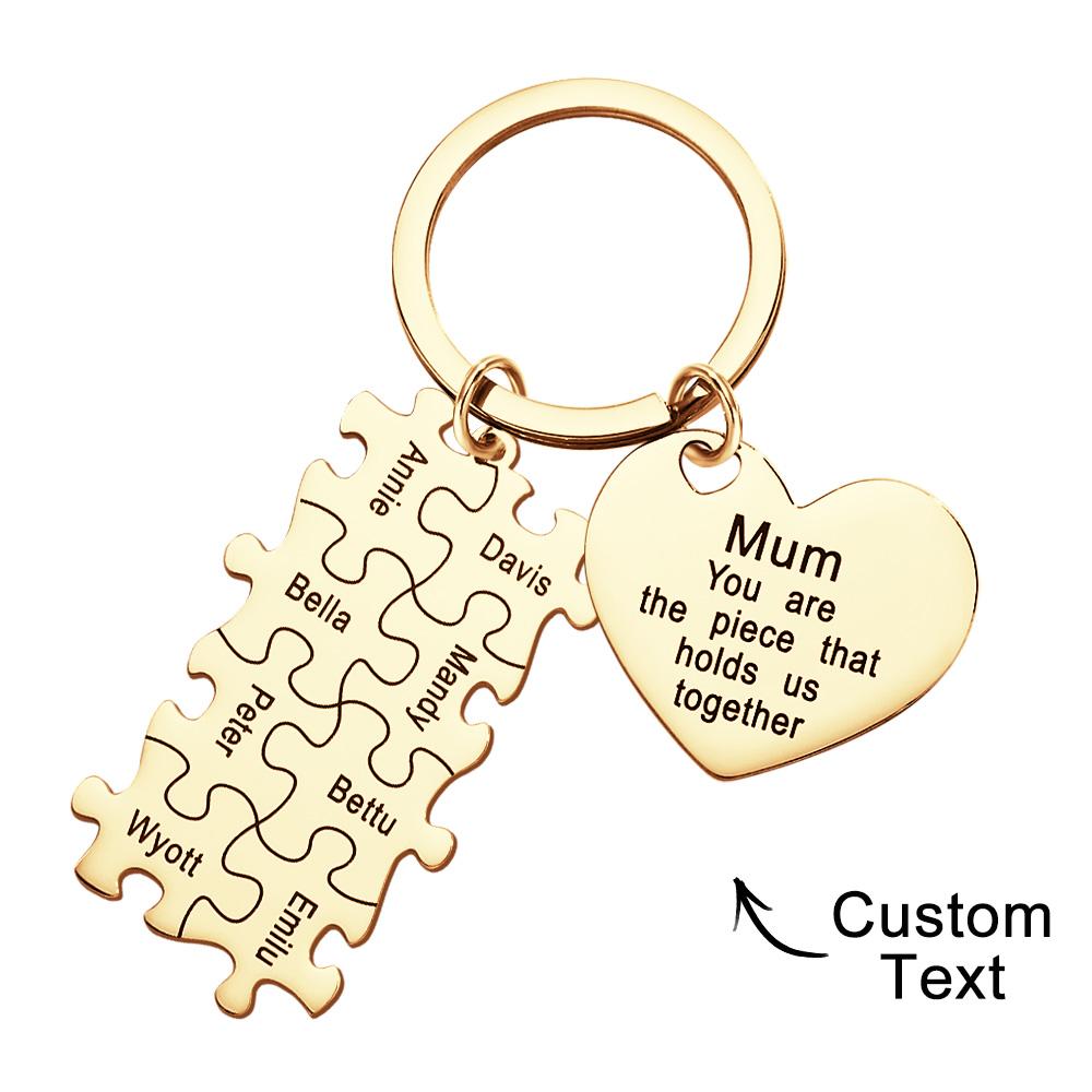 Engraved Puzzle Heart Shaped Keychain