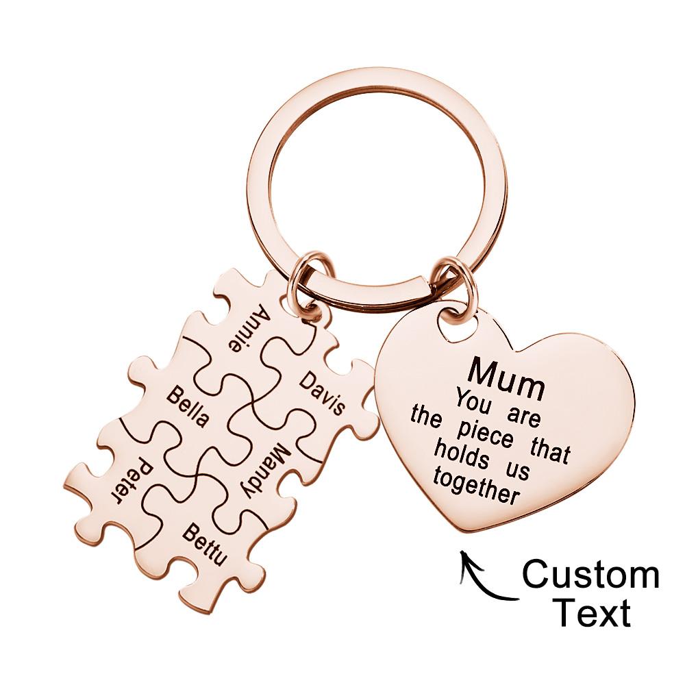 Engraved Puzzle Heart Shaped Keychain
