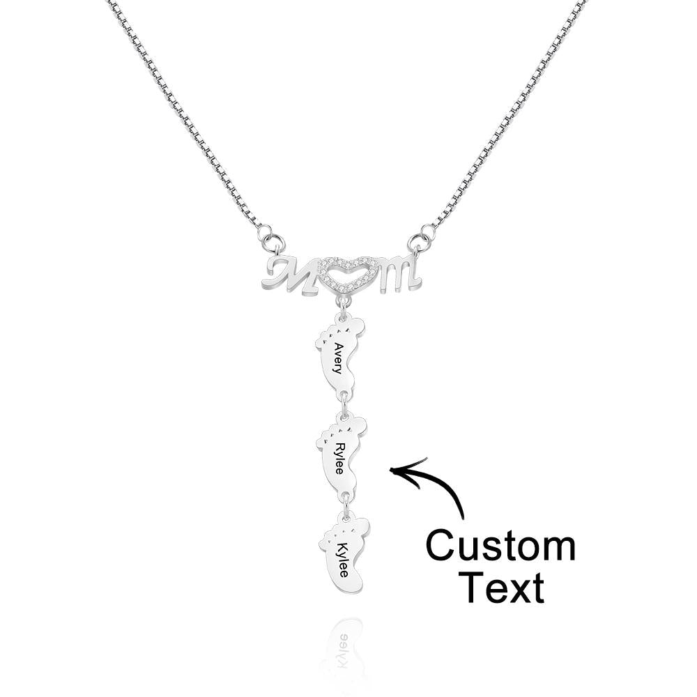 Custom Engraved Family Feet Necklace