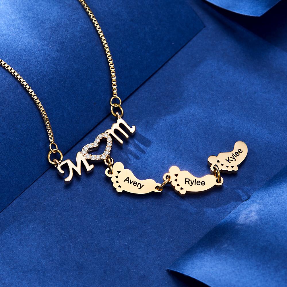 Custom Engraved Family Feet Necklace