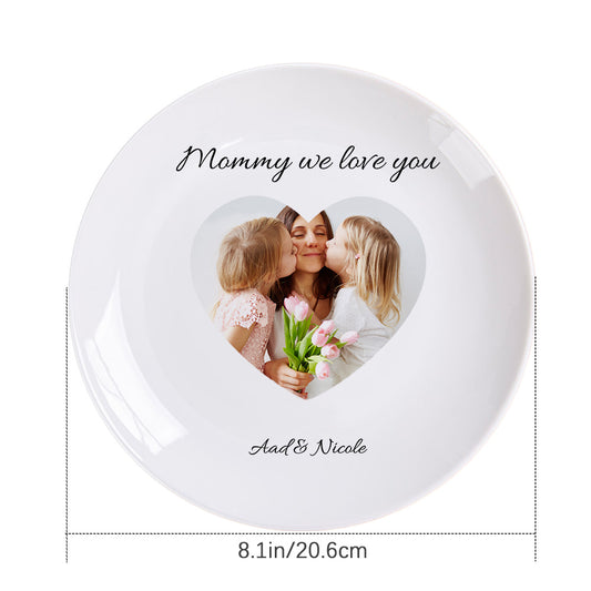 Ceramic White Photo & Text Dinner Plate