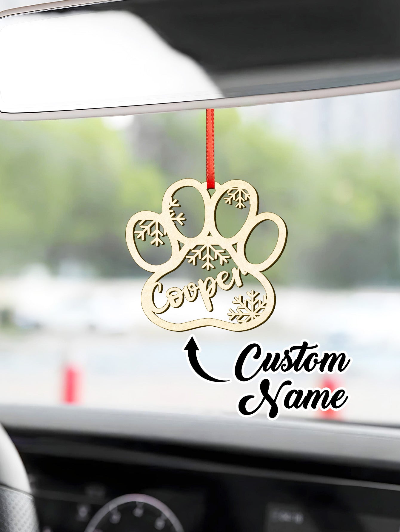 Personalized Name Dog Paw Snowflake Ornaments – Custom Christmas Tree Decorations