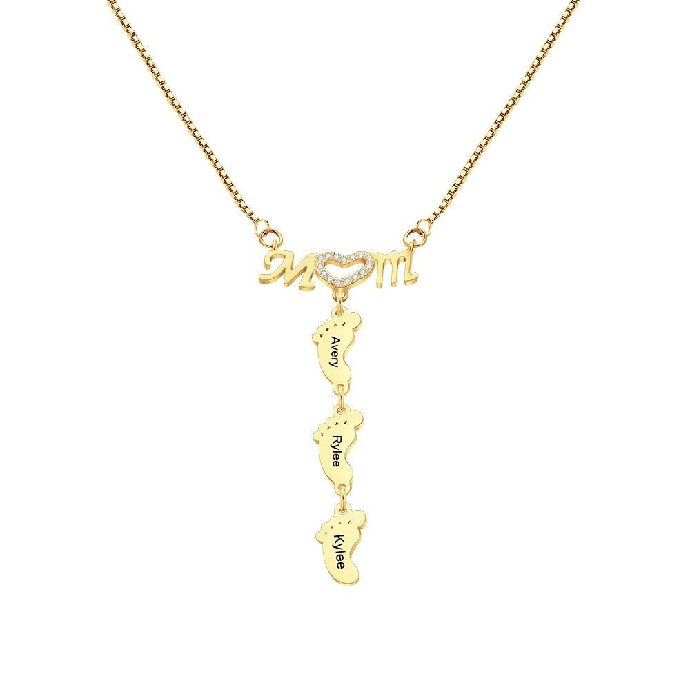 Custom Engraved Family Feet Necklace